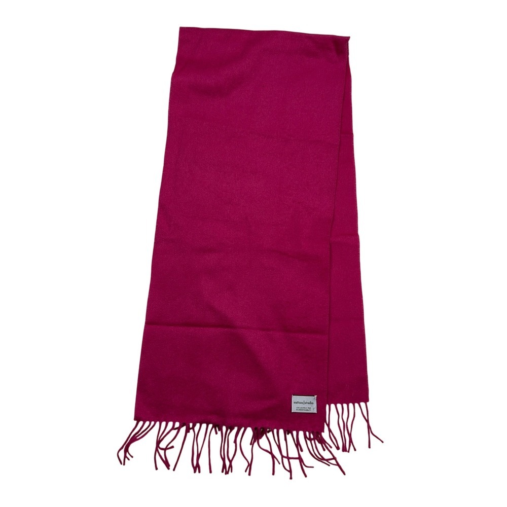 Sutton Studio Fuchsia Pink Scarf With Fringe Accent 100%‎ Cashmere Germany